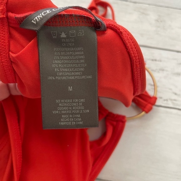 Vince Camuto Logo-Ring Cutout Halter Bikini Top M orange bathing suit coastal - Picture 7 of 8